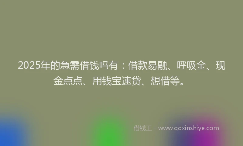 2025年的急需借钱吗有：借款易融、呼吸金、现金点点、用钱宝速贷、想借等。