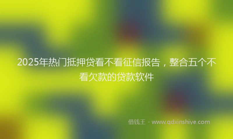 2025年热门抵押贷看不看征信报告，整合五个不看欠款的贷款软件