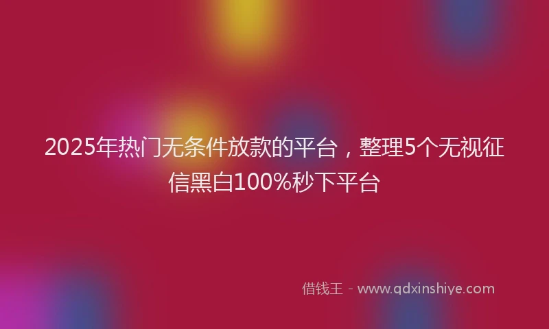 2025年热门无条件放款的平台，整理5个无视征信黑白100%秒下平台