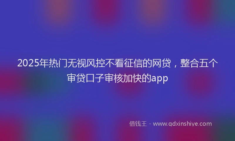 2025年热门无视风控不看征信的网贷，整合五个审贷口子审核加快的app