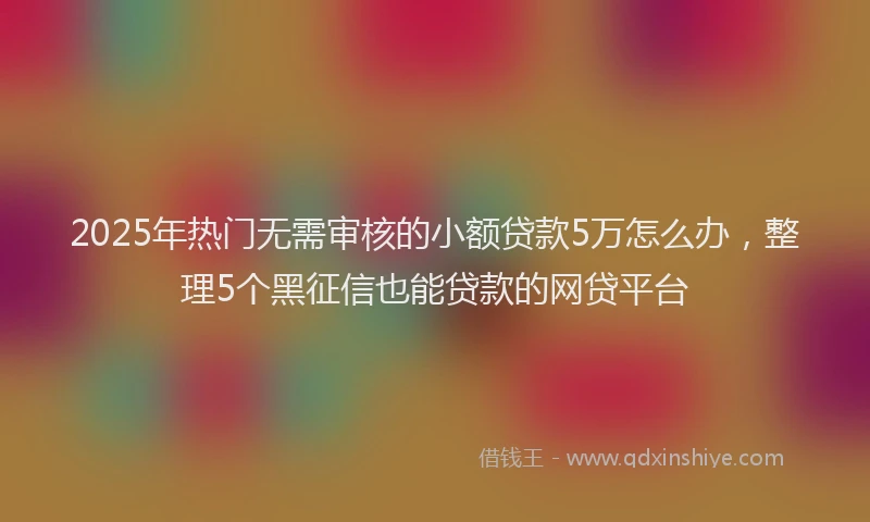 2025年热门无需审核的小额贷款5万怎么办，整理5个黑征信也能贷款的网贷平台