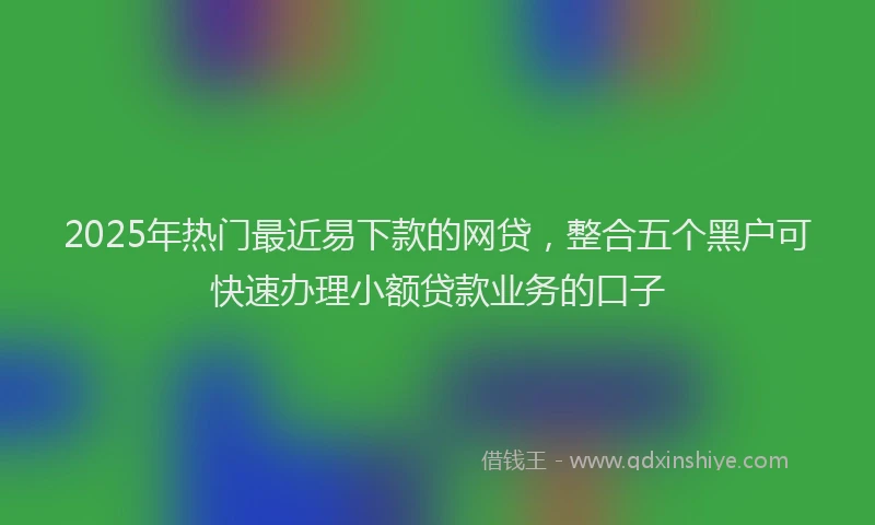 2025年热门最近易下款的网贷，整合五个黑户可快速办理小额贷款业务的口子