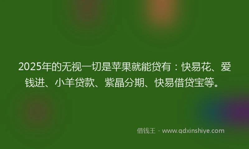 2025年的无视一切是苹果就能贷有：快易花、爱钱进、小羊贷款、紫晶分期、快易借贷宝等。