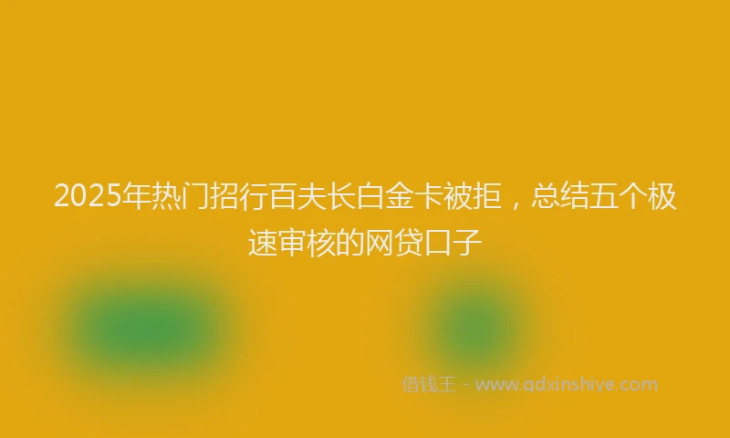 2025年热门招行百夫长白金卡被拒，总结五个极速审核的网贷口子