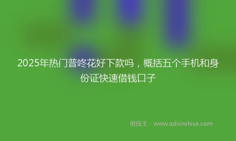 2025年热门普咚花好下款吗，概括五个手机和身份证快速借钱口子