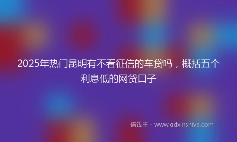 2025年热门昆明有不看征信的车贷吗，概括五个利息低的网贷口子