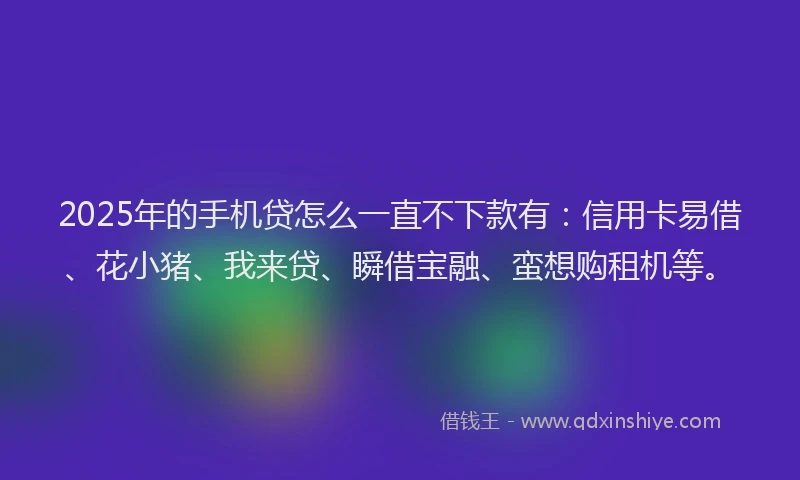 2025年的手机贷怎么一直不下款有：信用卡易借、花小猪、我来贷、瞬借宝融、蛮想购租机等。