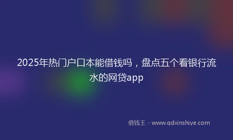 2025年热门户口本能借钱吗，盘点五个看银行流水的网贷app