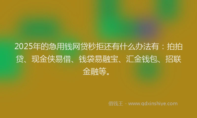 2025年的急用钱网贷秒拒还有什么办法有：拍拍贷、现金侠易借、钱袋易融宝、汇金钱包、招联金融等。