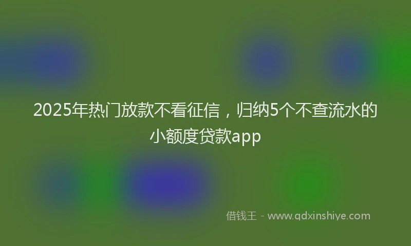 2025年热门放款不看征信，归纳5个不查流水的小额度贷款app