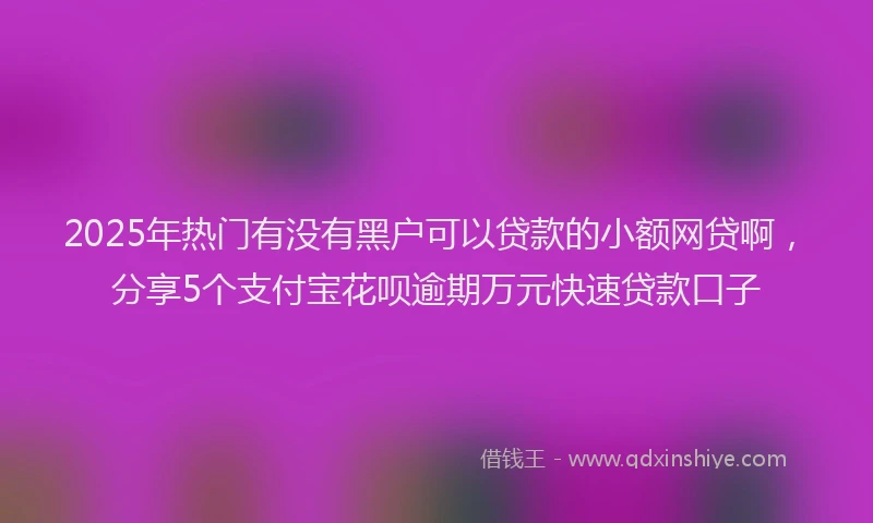 2025年热门有没有黑户可以贷款的小额网贷啊，分享5个支付宝花呗逾期万元快速贷款口子