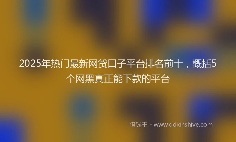 2025年热门最新网贷口子平台排名前十，概括5个网黑真正能下款的平台
