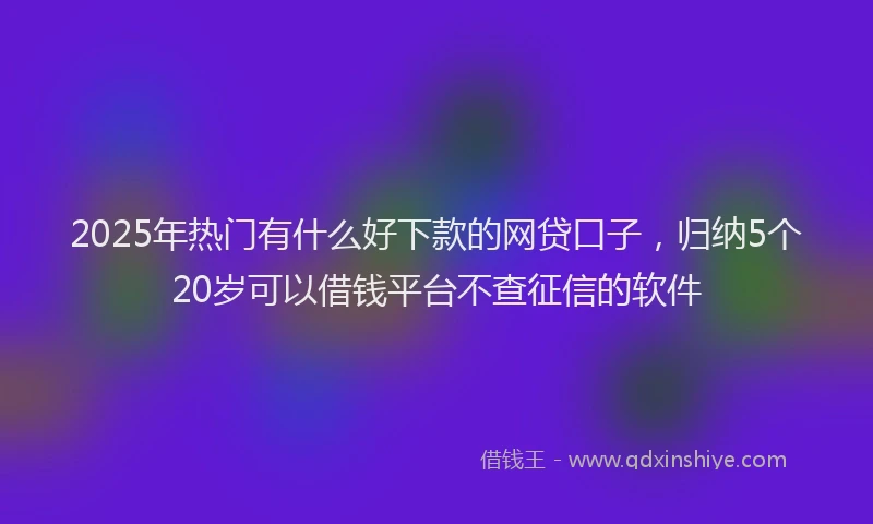 2025年热门有什么好下款的网贷口子，归纳5个20岁可以借钱平台不查征信的软件