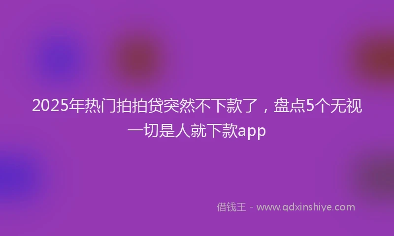 2025年热门拍拍贷突然不下款了，盘点5个无视一切是人就下款app