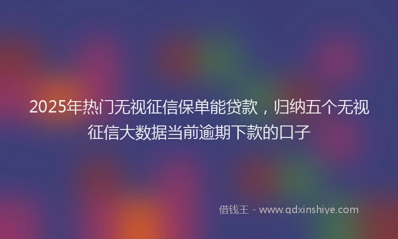 2025年热门无视征信保单能贷款，归纳五个无视征信大数据当前逾期下款的口子