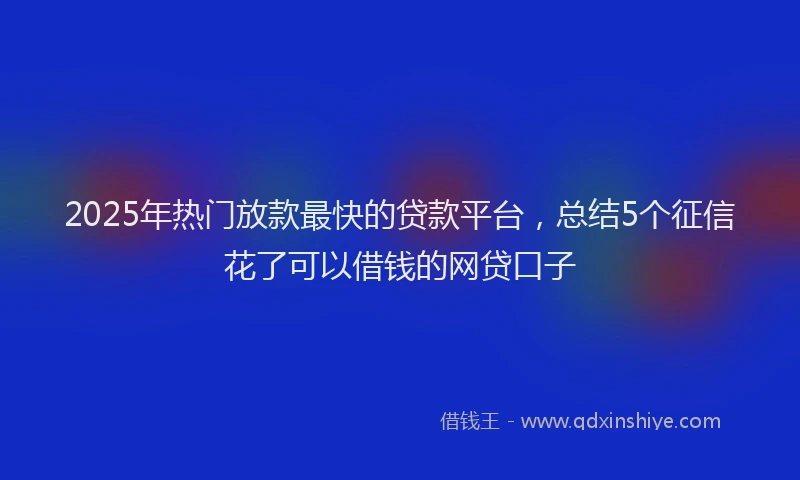 2025年热门放款最快的贷款平台，总结5个征信花了可以借钱的网贷口子