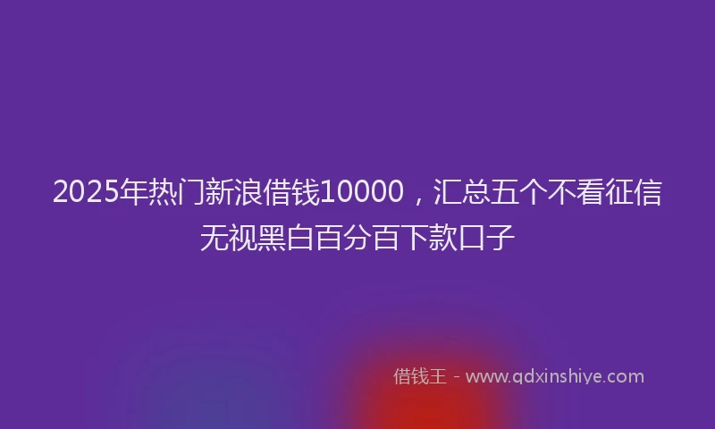 2025年热门新浪借钱10000，汇总五个不看征信无视黑白百分百下款口子