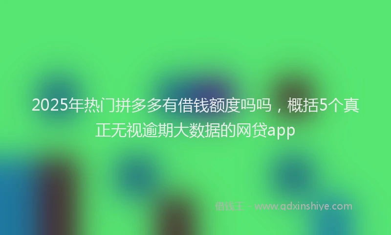 2025年热门拼多多有借钱额度吗吗，概括5个真正无视逾期大数据的网贷app