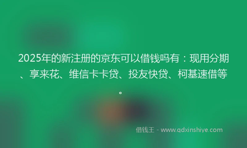2025年的新注册的京东可以借钱吗有：现用分期、享来花、维信卡卡贷、投友快贷、柯基速借等。