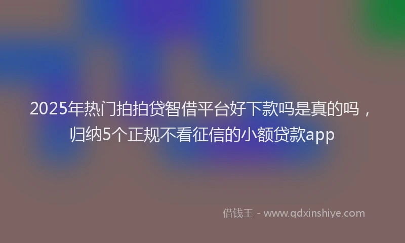 2025年热门拍拍贷智借平台好下款吗是真的吗，归纳5个正规不看征信的小额贷款app
