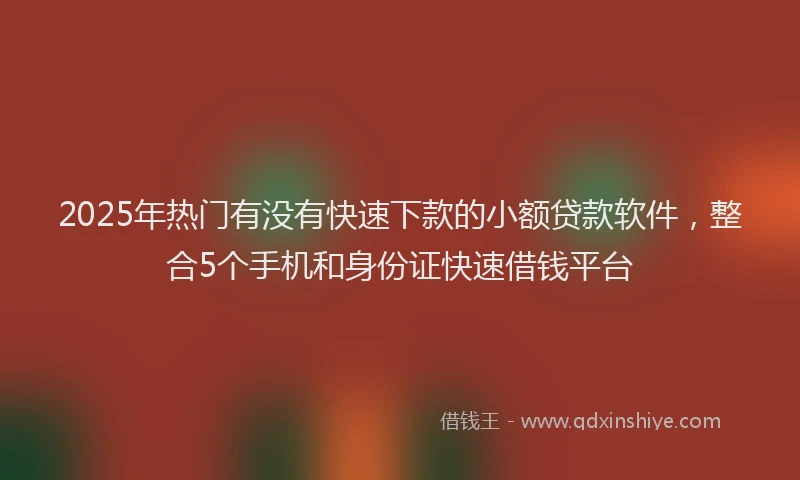 2025年热门有没有快速下款的小额贷款软件，整合5个手机和身份证快速借钱平台