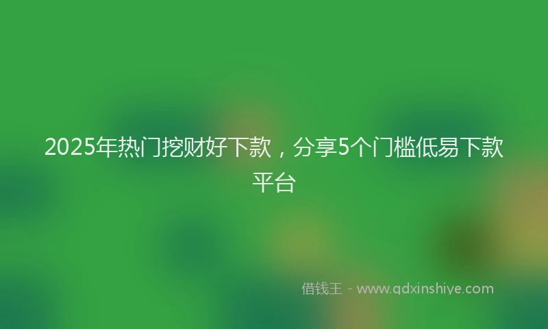 2025年热门挖财好下款，分享5个门槛低易下款平台