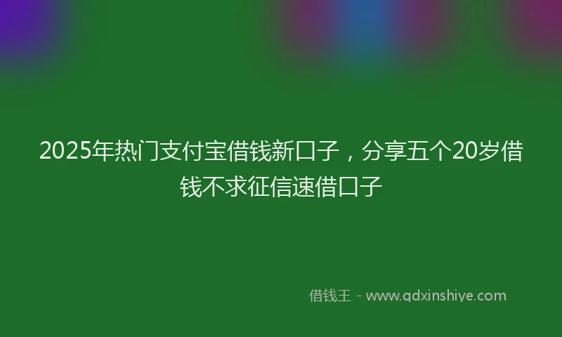 2025年热门支付宝借钱新口子，分享五个20岁借钱不求征信速借口子