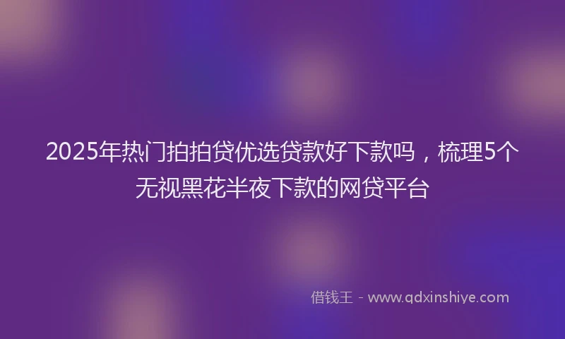 2025年热门拍拍贷优选贷款好下款吗，梳理5个无视黑花半夜下款的网贷平台
