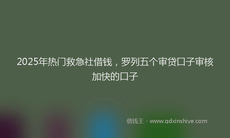 2025年热门救急社借钱，罗列五个审贷口子审核加快的口子