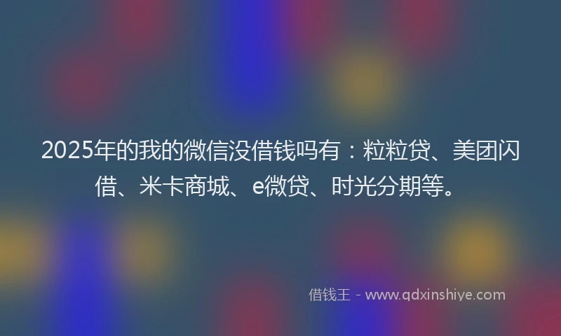 2025年的我的微信没借钱吗有：粒粒贷、美团闪借、米卡商城、e微贷、时光分期等。
