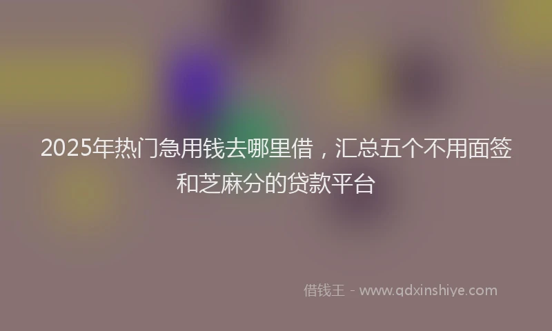 2025年热门急用钱去哪里借，汇总五个不用面签和芝麻分的贷款平台