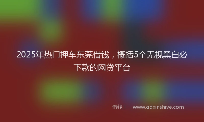 2025年热门押车东莞借钱，概括5个无视黑白必下款的网贷平台