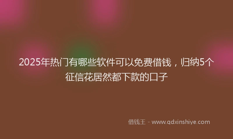 2025年热门有哪些软件可以免费借钱，归纳5个征信花居然都下款的口子