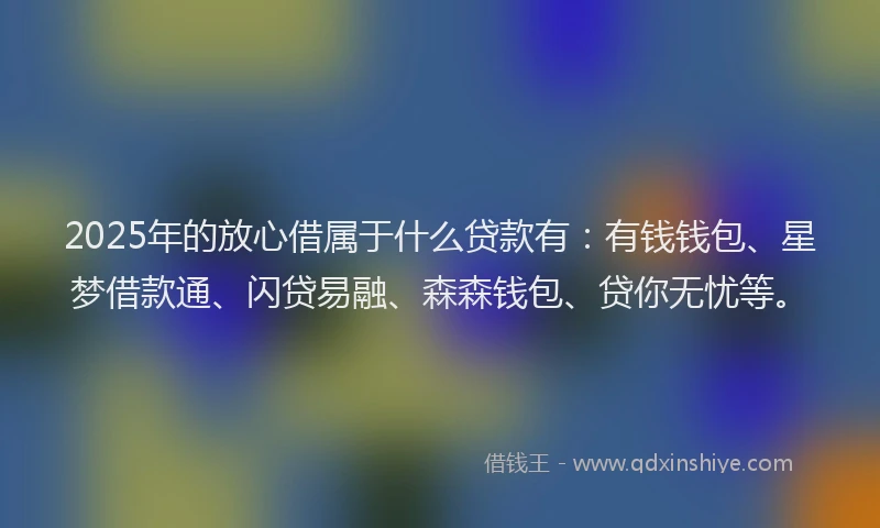 2025年的放心借属于什么贷款有：有钱钱包、星梦借款通、闪贷易融、森森钱包、贷你无忧等。
