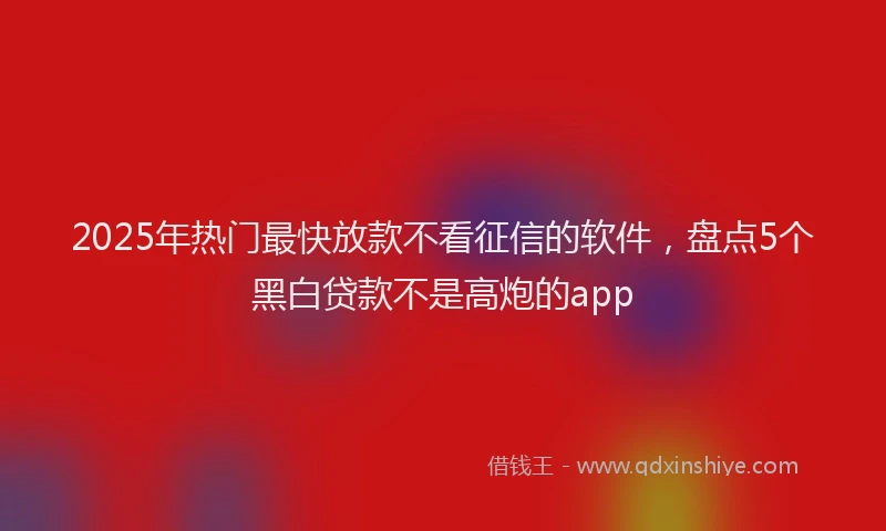 2025年热门最快放款不看征信的软件，盘点5个黑白贷款不是高炮的app