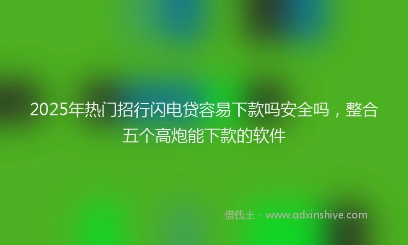2025年热门招行闪电贷容易下款吗安全吗，整合五个高炮能下款的软件