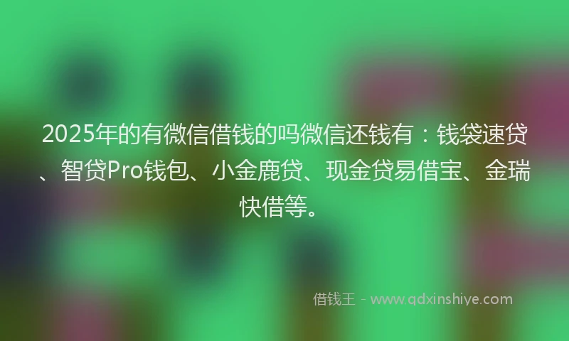 2025年的有微信借钱的吗微信还钱有：钱袋速贷、智贷Pro钱包、小金鹿贷、现金贷易借宝、金瑞快借等。