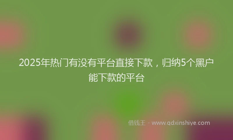 2025年热门有没有平台直接下款，归纳5个黑户能下款的平台