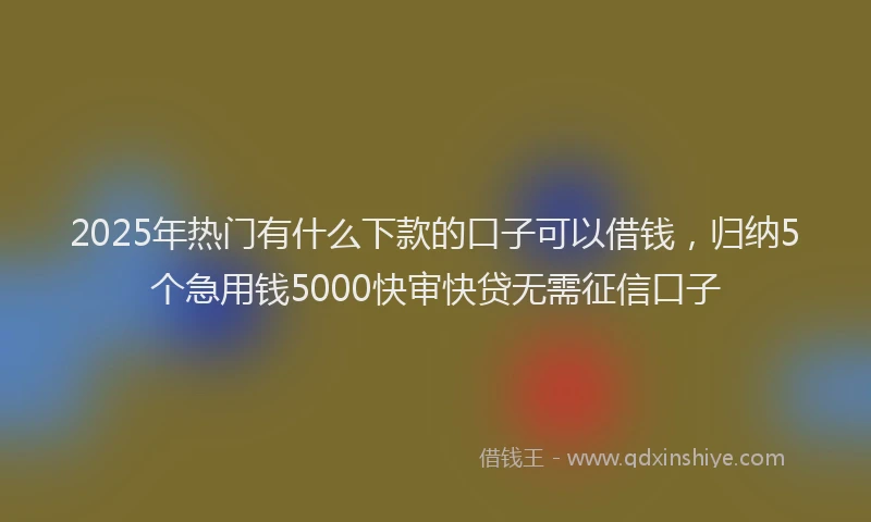 2025年热门有什么下款的口子可以借钱，归纳5个急用钱5000快审快贷无需征信口子