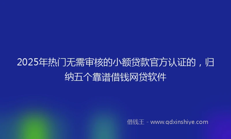2025年热门无需审核的小额贷款官方认证的，归纳五个靠谱借钱网贷软件