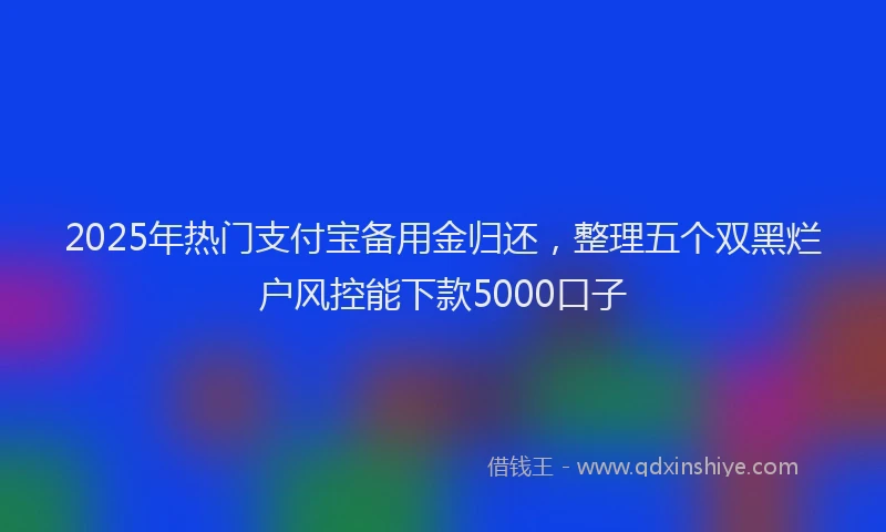2025年热门支付宝备用金归还，整理五个双黑烂户风控能下款5000口子