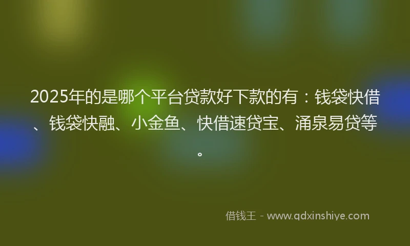 2025年的是哪个平台贷款好下款的有：钱袋快借、钱袋快融、小金鱼、快借速贷宝、涌泉易贷等。