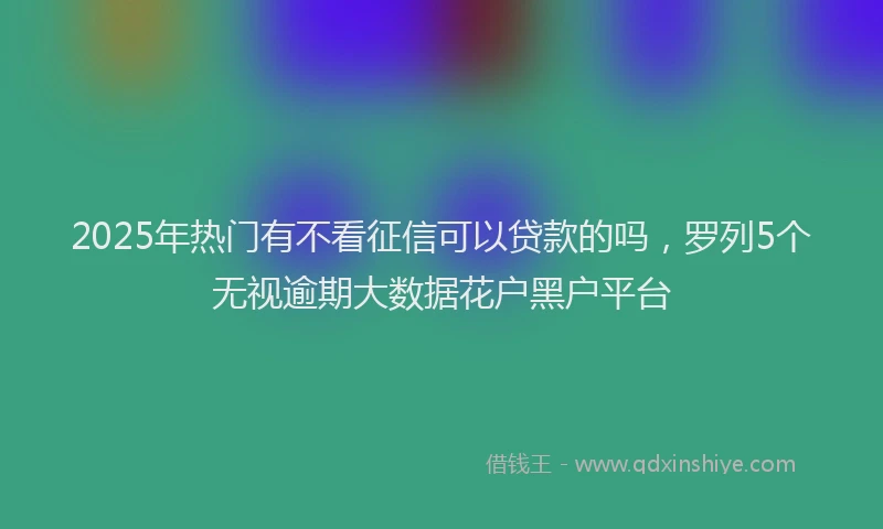 2025年热门有不看征信可以贷款的吗，罗列5个无视逾期大数据花户黑户平台