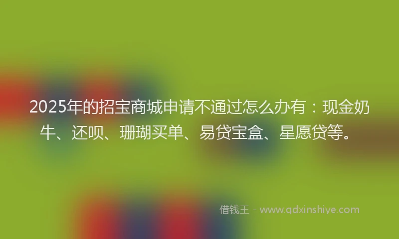 2025年的招宝商城申请不通过怎么办有：现金奶牛、还呗、珊瑚买单、易贷宝盒、星愿贷等。