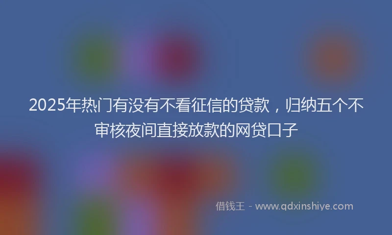 2025年热门有没有不看征信的贷款，归纳五个不审核夜间直接放款的网贷口子
