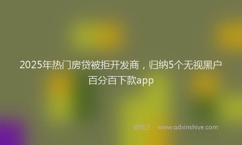 2025年热门房贷被拒开发商，归纳5个无视黑户百分百下款app