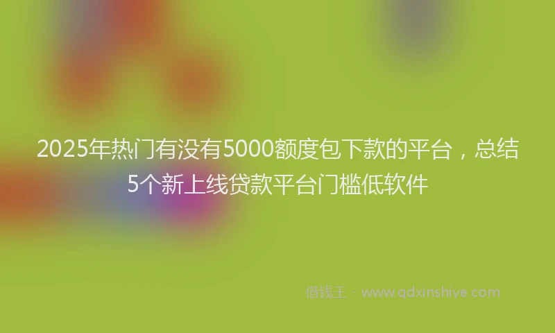 2025年热门有没有5000额度包下款的平台，总结5个新上线贷款平台门槛低软件