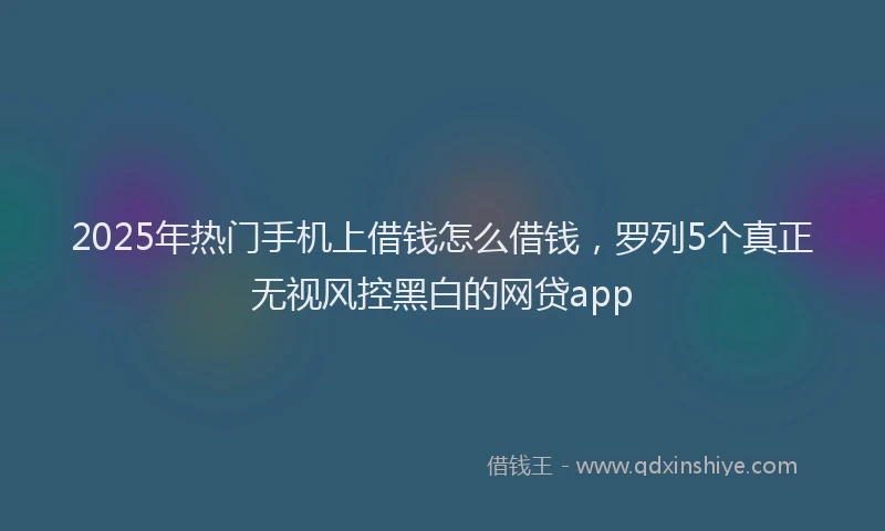 2025年热门手机上借钱怎么借钱，罗列5个真正无视风控黑白的网贷app
