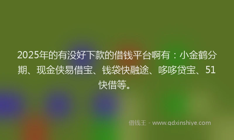2025年的有没好下款的借钱平台啊有：小金鹤分期、现金侠易借宝、钱袋快融途、哆哆贷宝、51快借等。