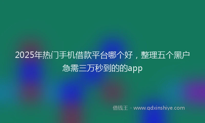 2025年热门手机借款平台哪个好，整理五个黑户急需三万秒到的的app